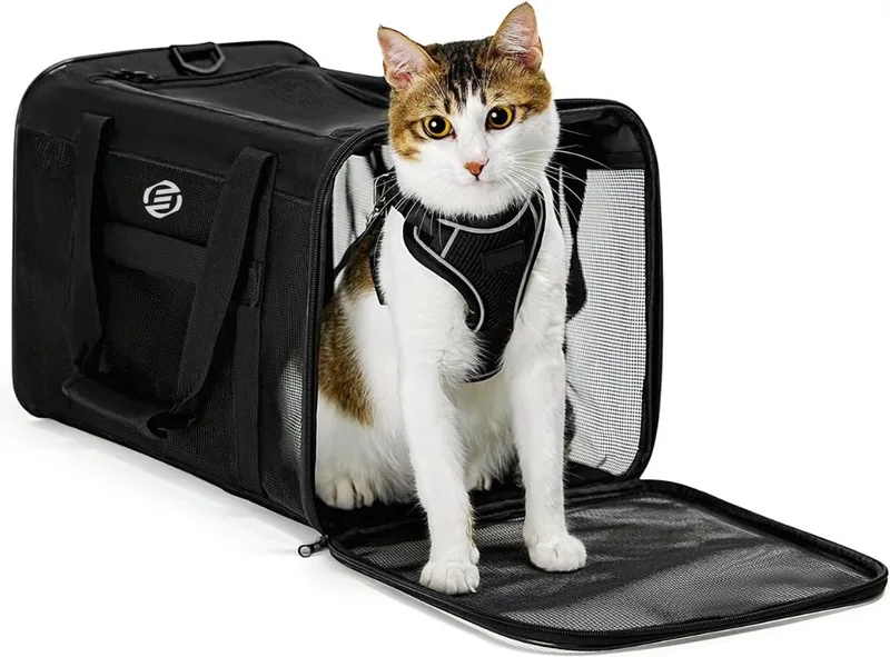Katten Vervoersbox - Kattenvervoersbox - Reistas Katten - Reismand - Kattendraagtas - Transporttas de Equivera en Noir – photo produit