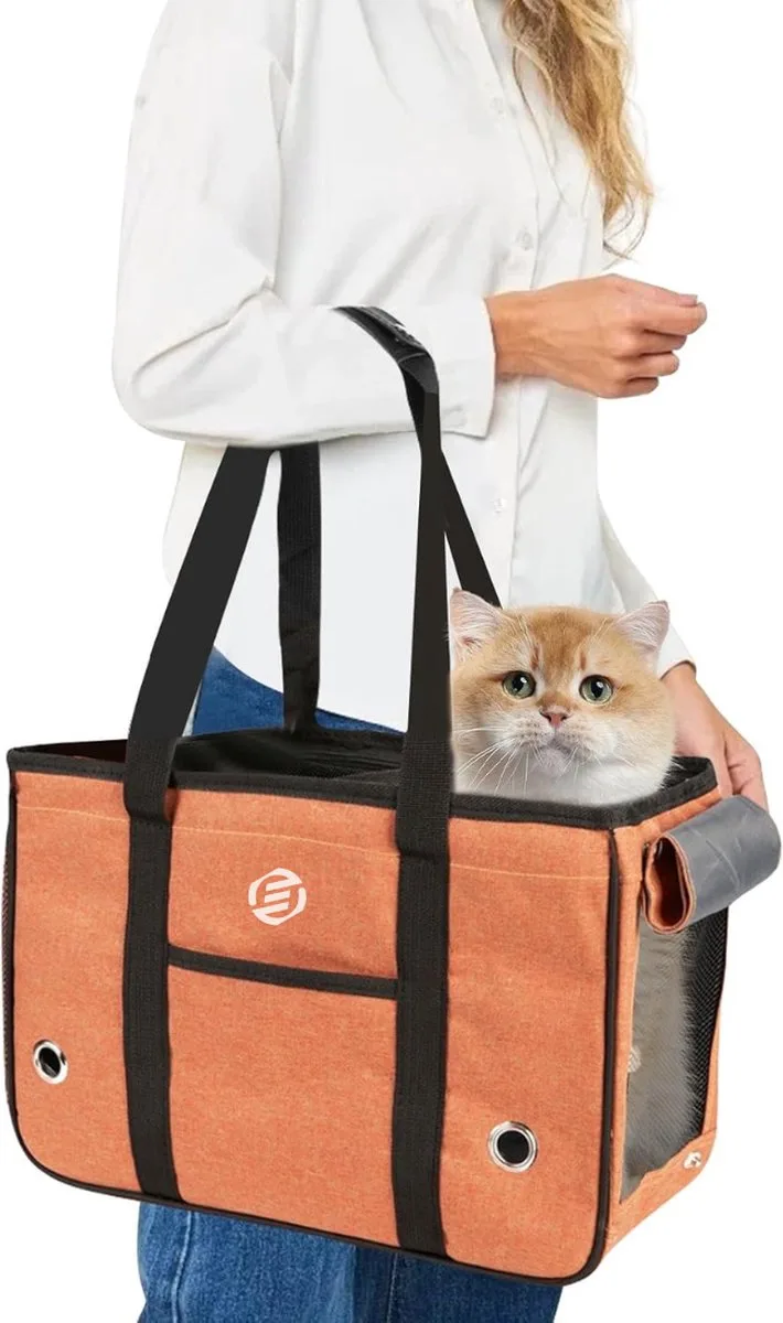 Katten Vervoersbox - Kattenvervoersbox - Reistas Katten - Reismand - Kattendraagtas - Transporttas by Equivera in Orange – product photo