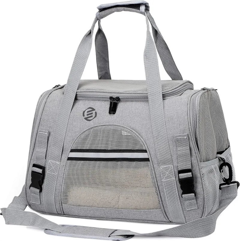 Katten Vervoersbox - Kattenvervoersbox - Reistas Katten - Reismand - Kattendraagtas - Transporttas de Equivera en Gris – photo produit