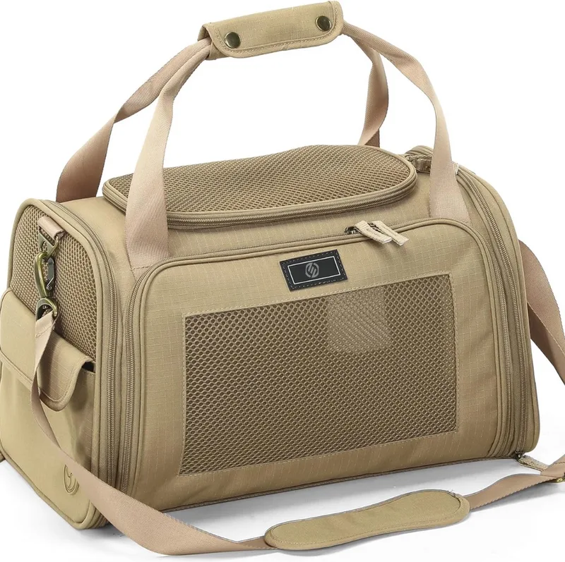 Katten Vervoersbox - Kattenvervoersbox - Reistas Katten - Reismand - Kattendraagtas - Transporttas by Equivera in Khaki – product photo