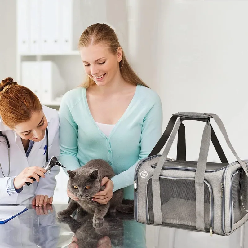 Katten Vervoersbox - Kattenvervoersbox - Reistas Katten - Reismand - Kattendraagtas - Transporttas by Equivera in Grey – product photo