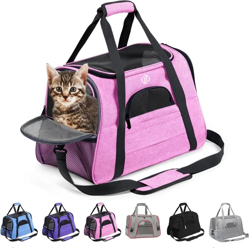 Katten Vervoersbox - Kattenvervoersbox - Reistas Katten - Reismand - Kattendraagtas - Transporttas de Equivera en Rose – photo produit
