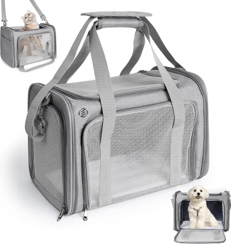 Katten Vervoersbox - Kattenvervoersbox - Reistas Katten - Reismand - Kattendraagtas - Transporttas by Equivera in Grey – product photo
