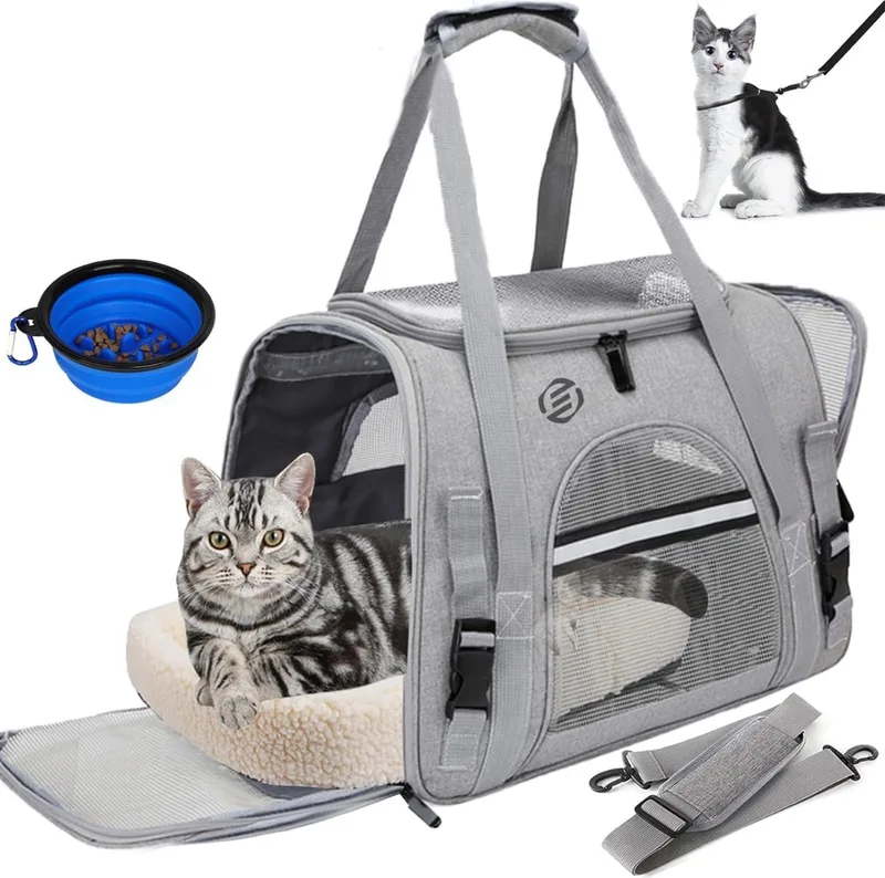Katten Vervoersbox - Kattenvervoersbox - Reistas Katten - Reismand - Kattendraagtas - Transporttas by Equivera in Grey – product photo