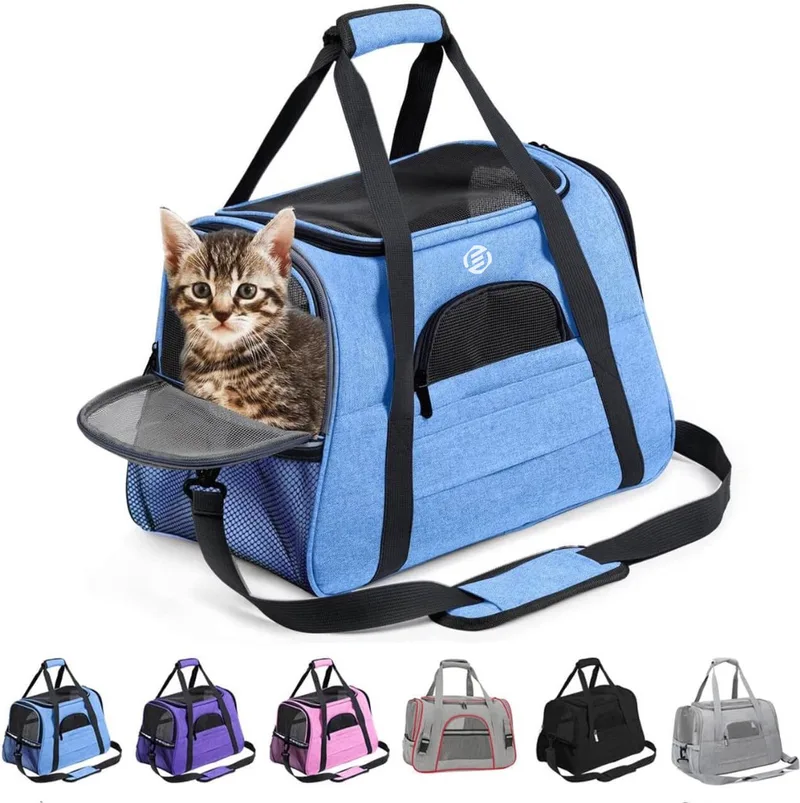 Katten Vervoersbox - Kattenvervoersbox - Reistas Katten - Reismand - Kattendraagtas - Transporttas by Equivera in Blue – product photo