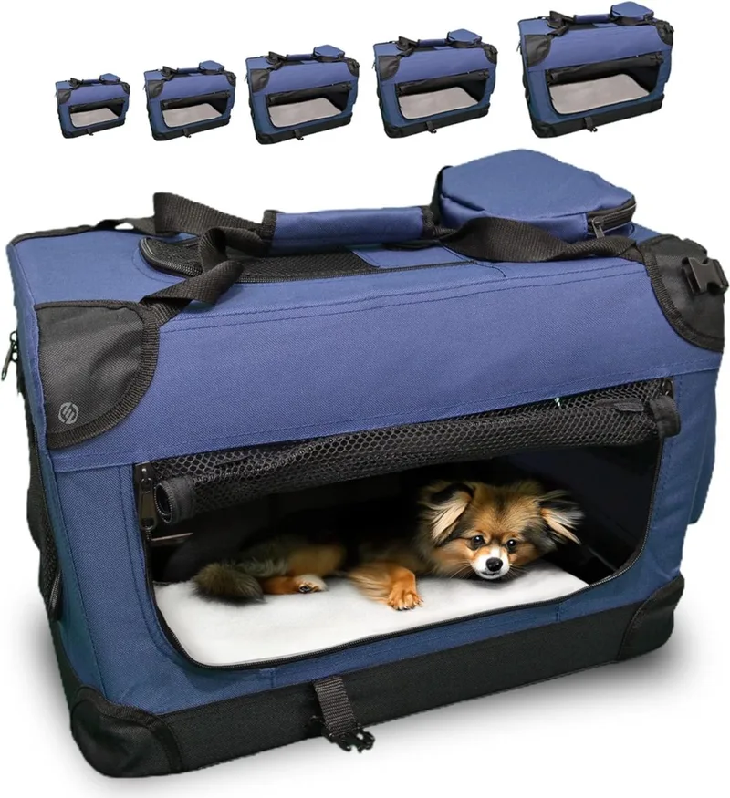 Katten Vervoersbox - Kattenvervoersbox - Reistas Katten - Reismand - Kattendraagtas - Transporttas de Equivera en Bleu foncé – photo produit