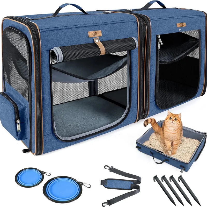 Katten Vervoersbox - Kattenvervoersbox - Reistas Katten - Reismand - Kattendraagtas - Transporttas de Equivera en Gris – photo produit