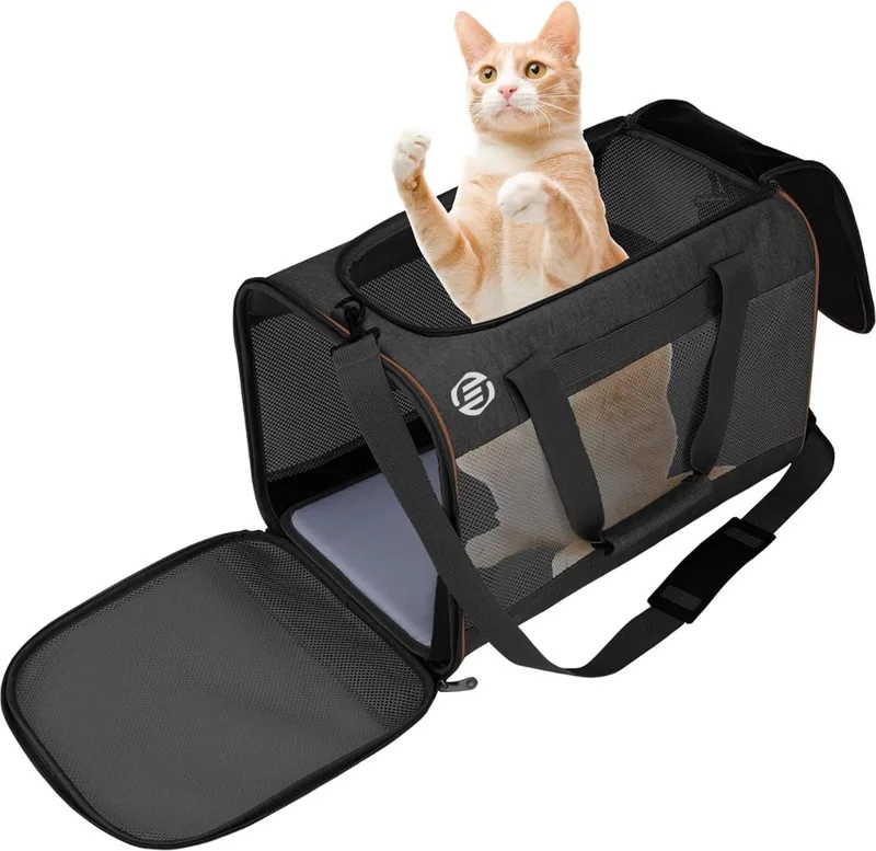 Katten Vervoersbox - Kattenvervoersbox - Reistas Katten - Reismand - Kattendraagtas - Transporttas by Equivera in Black – product photo