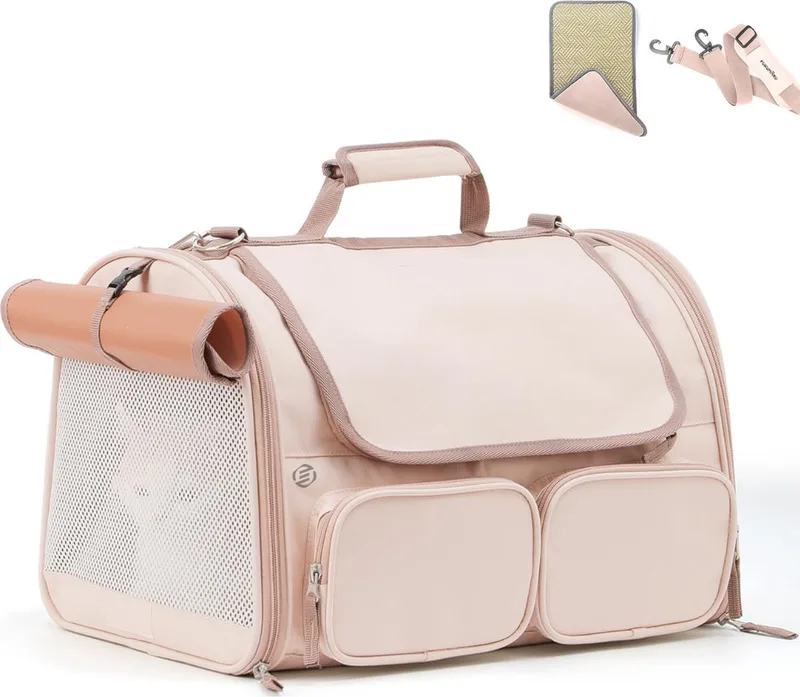 Katten Vervoersbox - Kattenvervoersbox - Reistas Katten - Reismand - Kattendraagtas - Transporttas by Equivera in Pink – product photo
