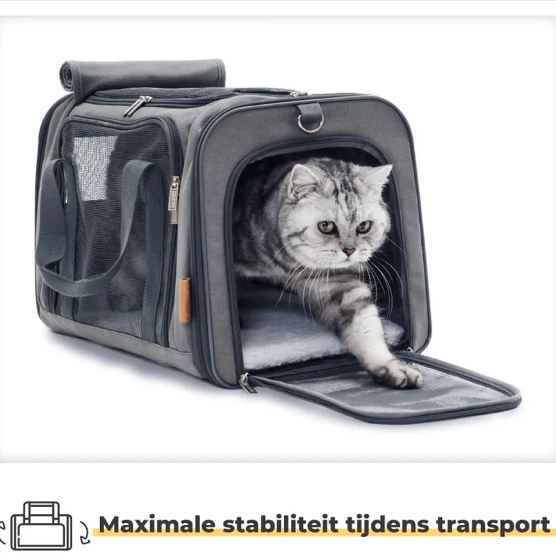 Katten Vervoersbox - Kattenvervoersbox - Reistas Katten - Reismand - Kattendraagtas - Transporttas by Equivera in Grey – product photo