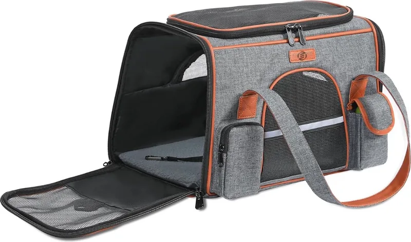 Katten Vervoersbox - Kattenvervoersbox - Reistas Katten - Reismand - Kattendraagtas - Transporttas by Equivera in Dronkergrijs – product photo