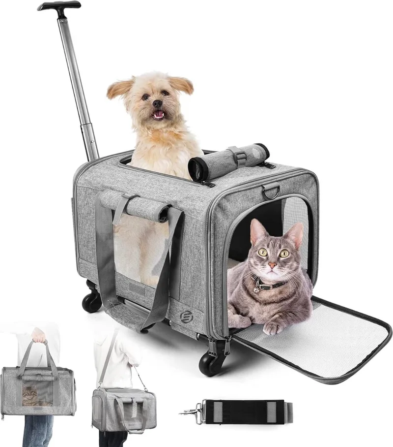 Katten Vervoersbox - Kattenvervoersbox - Reistas Katten - Reismand - Kattendraagtas - Transporttas de Equivera en Gris – photo produit