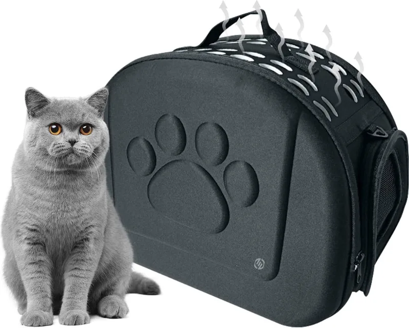 Katten Vervoersbox - Kattenvervoersbox - Reistas Katten - Reismand - Kattendraagtas - Transporttas by Equivera in Black – product photo