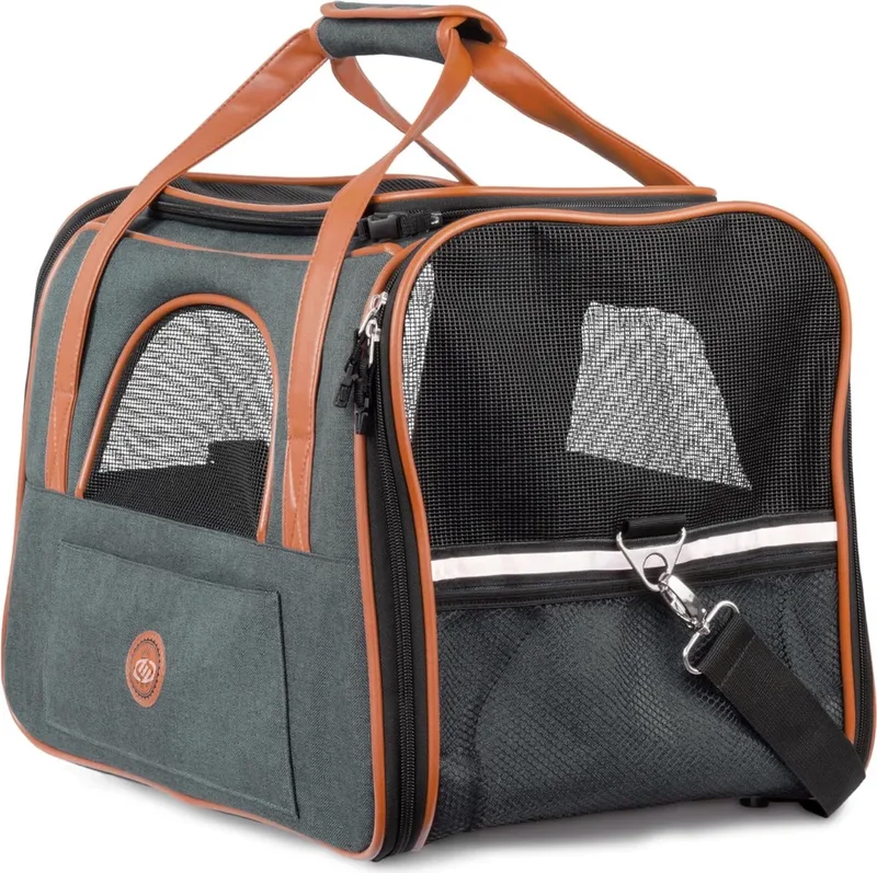 Katten Vervoersbox - Kattenvervoersbox - Reistas Katten - Reismand - Kattendraagtas - Transporttas by Equivera in Grey – product photo