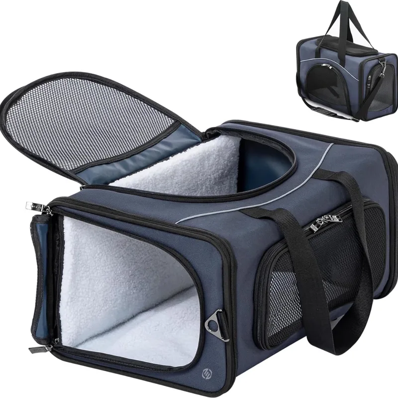 Katten Vervoersbox - Kattenvervoersbox - Reistas Katten - Reismand - Kattendraagtas - Transporttas de Equivera en Bleu – photo produit
