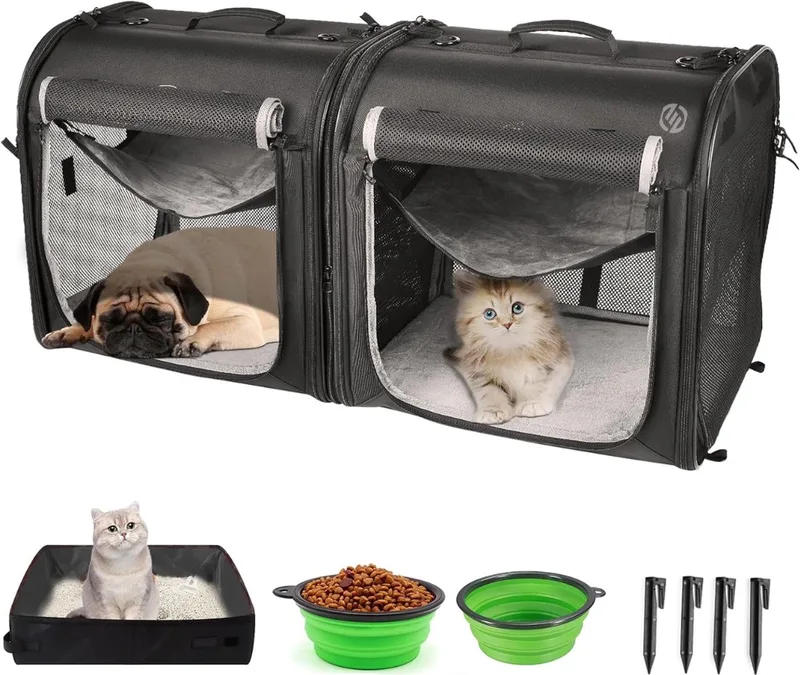Katten Vervoersbox - Kattenvervoersbox - Reistas Katten - Reismand - Kattendraagtas - Transporttas de Equivera en Noir – photo produit