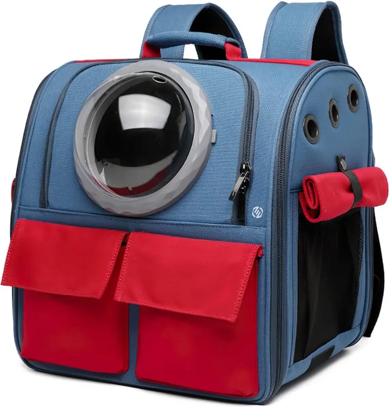 Katten Vervoersbox - Kattenvervoersbox - Reistas Katten - Reismand - Kattendraagtas - Transporttas de Equivera en Bleu – photo produit