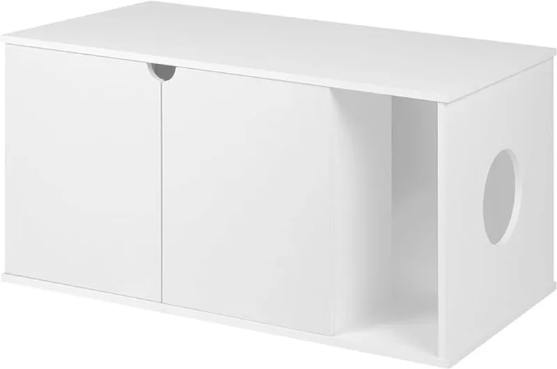 Kattenbak Kast - Kast voor Kattenbak - Kattenbak Meubel - Kattenhuis - Kattenkast de Equivera en Blanc – photo produit