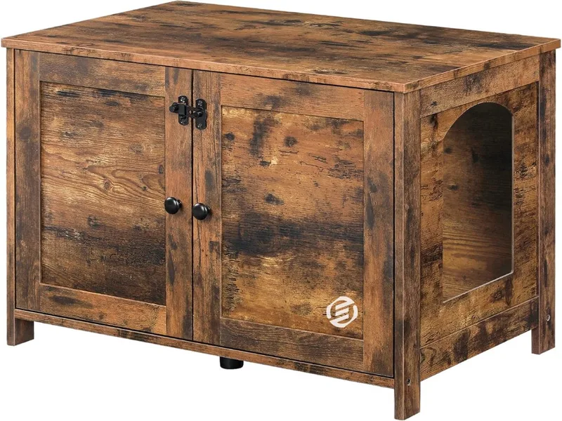 Kattenbak Ombouw - Kattenbak Kast - Kattenmeubel - Kattenkast - Kattenhuis - Kattenbak Container - Kattenbakkast - Kattenhuis Kattenbak - Kast Voor Kattenbak by Equivera in Houten kleur – product photo