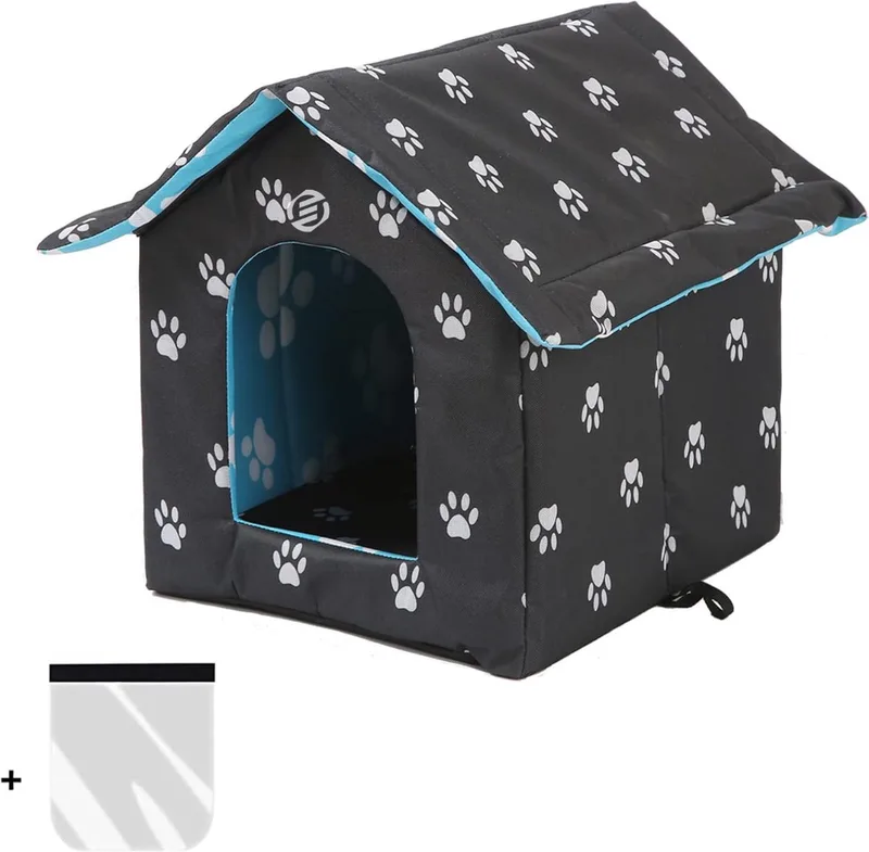 Kattenhuis Voor Buiten - Kattenhuis Buiten - Kattenhok - Kattenhuisje - Kattenvilla - Kattenhok Buiten by Equivera in Black – product photo