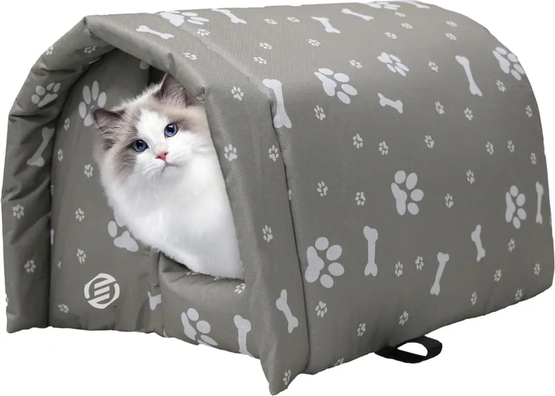 Kattenhuis Voor Buiten - Kattenhuis Buiten - Kattenhok - Kattenhuisje - Kattenvilla - Kattenhok Buiten by Equivera in Grey – product photo