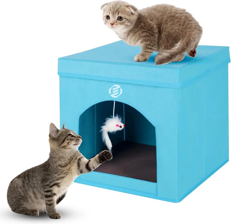 Kattenhuis Voor Buiten - Kattenhuis Buiten - Kattenhok - Kattenhuisje - Kattenvilla - Kattenhok Buiten by Equivera in Blue – product photo