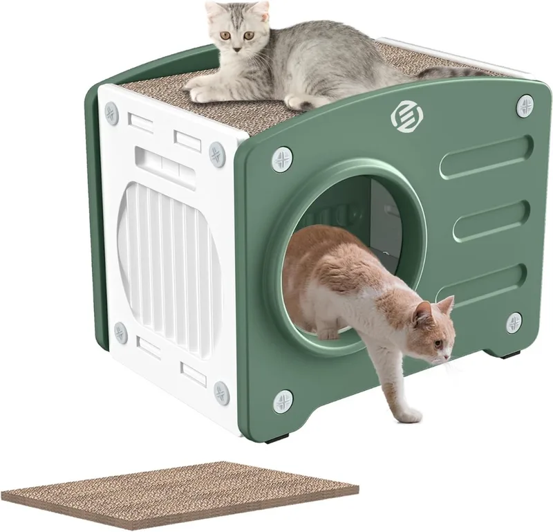 Kattenhuis Voor Buiten - Kattenhuis Buiten - Kattenhok - Kattenhuisje - Kattenvilla - Kattenhok Buiten by Equivera in Groente – product photo