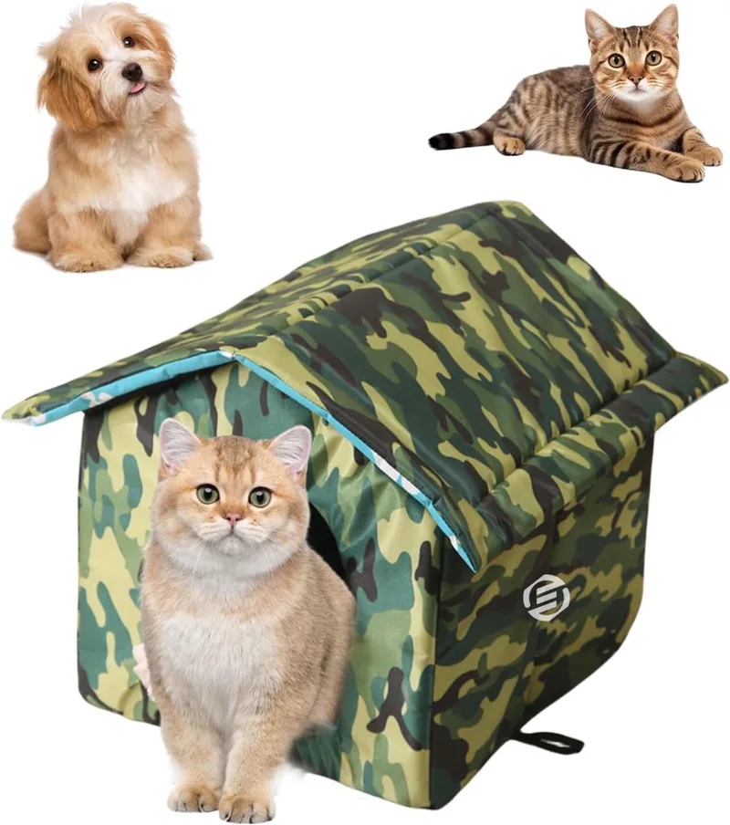 Kattenhuis Voor Buiten - Kattenhuis Buiten - Kattenhok - Kattenhuisje - Kattenvilla - Kattenhok Buiten by Equivera in ‎Camouflage – product photo