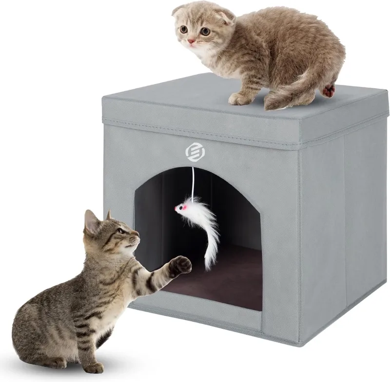 Kattenhuis Voor Buiten - Kattenhuis Buiten - Kattenhok - Kattenhuisje - Kattenvilla - Kattenhok Buiten by Equivera in Grey – product photo