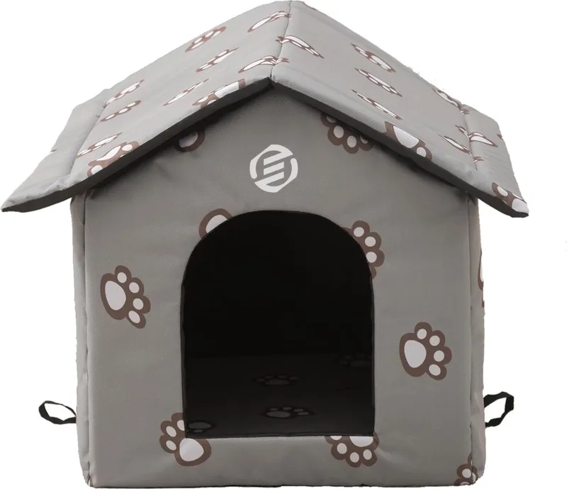 Kattenhuis Voor Buiten - Kattenhuis Buiten - Kattenhok - Kattenhuisje - Kattenvilla - Kattenhok Buiten de Equivera en Gris – photo produit