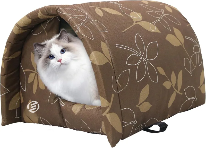 Kattenhuis Voor Buiten - Kattenhuis Buiten - Kattenhok - Kattenhuisje - Kattenvilla - Kattenhok Buiten de Equivera en Marron – photo produit