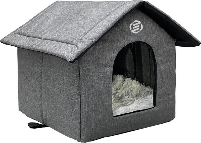 Kattenhuis Voor Buiten - Kattenhuis Buiten - Kattenhok - Kattenhuisje - Kattenvilla - Kattenhok Buiten by Equivera in Grey – product photo