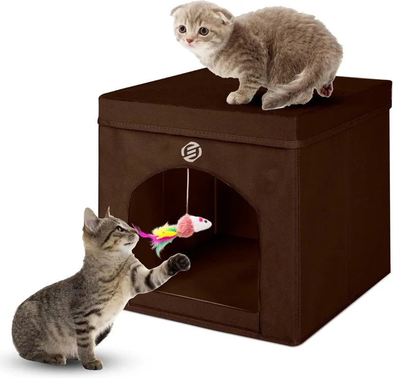 Kattenhuis Voor Buiten - Kattenhuis Buiten - Kattenhok - Kattenhuisje - Kattenvilla - Kattenhok Buiten by Equivera in Brown – product photo