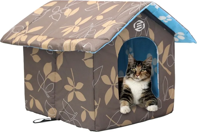 Kattenhuis Voor Buiten - Kattenhuis Buiten - Kattenhok - Kattenhuisje - Kattenvilla - Kattenhok Buiten de Equivera en Marron – photo produit