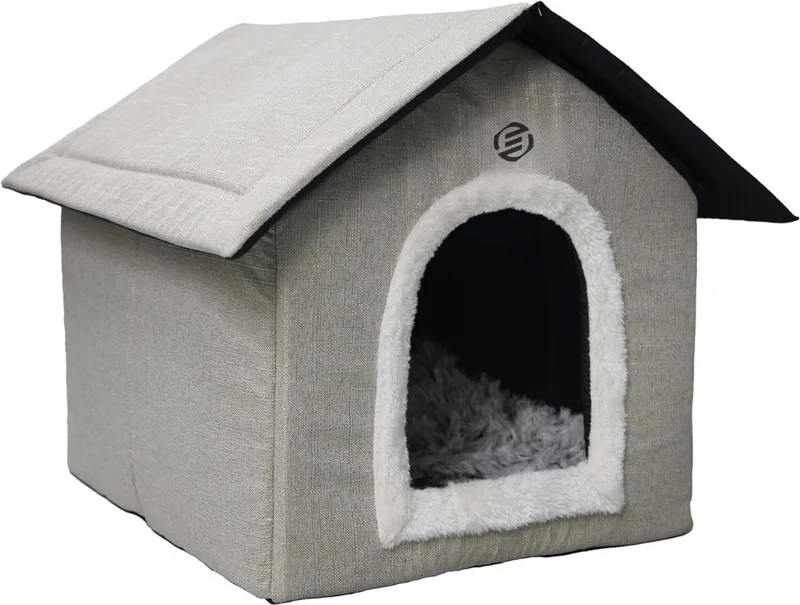 Kattenhuis Voor Buiten - Kattenhuis Buiten - Kattenhok - Kattenhuisje - Kattenvilla - Kattenhok Buiten de Equivera en Khaki – photo produit