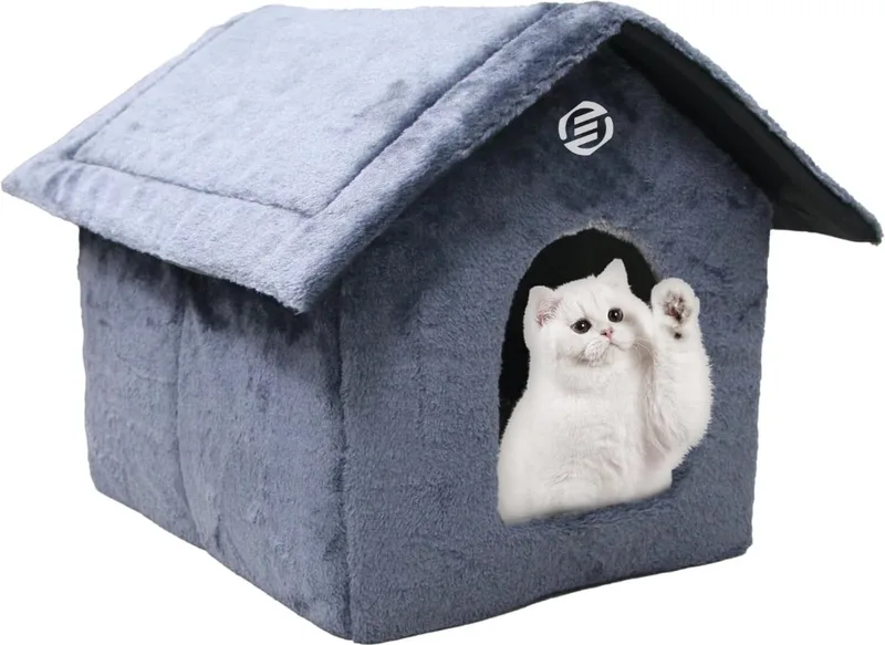 Kattenhuis Voor Buiten - Kattenhuis Buiten - Kattenhok - Kattenhuisje - Kattenvilla - Kattenhok Buiten by Equivera in Marineblauw – product photo