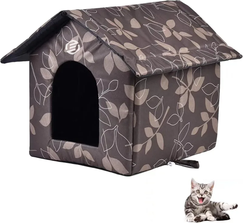 Kattenhuis Voor Buiten - Kattenhuis Buiten - Kattenhok - Kattenhuisje - Kattenvilla - Kattenhok Buiten de Equivera en Marron – photo produit