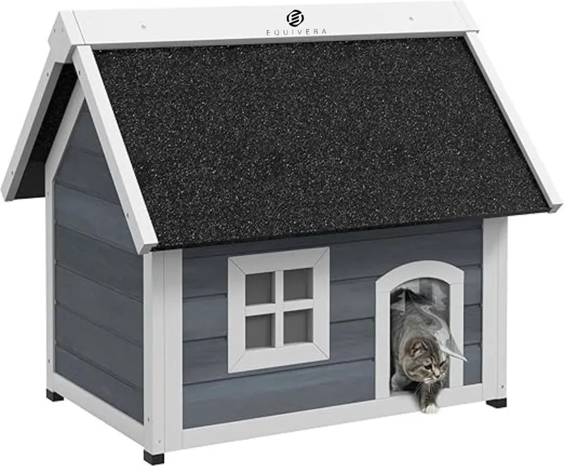 Kattenhuis voor Buiten - Kattenhuis voor Buiten - Kattenhuis - Kattenhok by Equivera in Grey – product photo