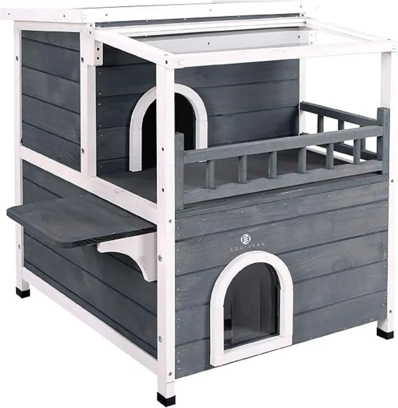 Kattenhuis voor Buiten - Kattenhuis voor Buiten - Kattenhuis - Kattenhok de Equivera en Gris – photo produit