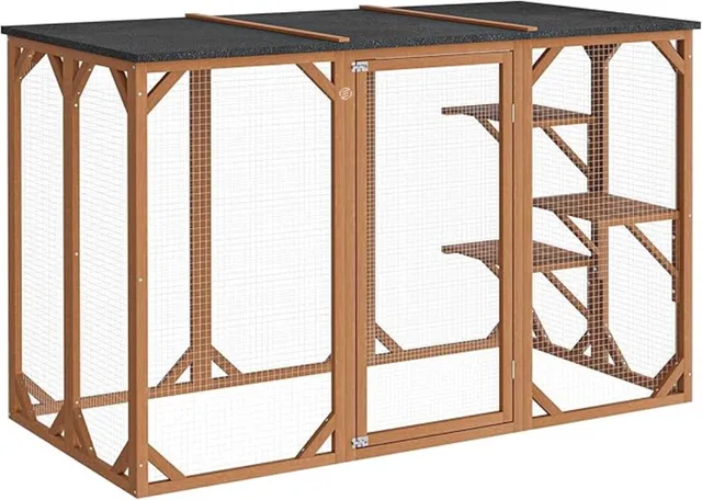 Kattenkooi - Kattenren - Kattenbench - Kattenkooi voor Binnen en Buiten - Kattenkooi Binnen - Kattenverblijf Buiten - Kat Kooi - Kattenhuis - Kattenvoliere - Bench Kat