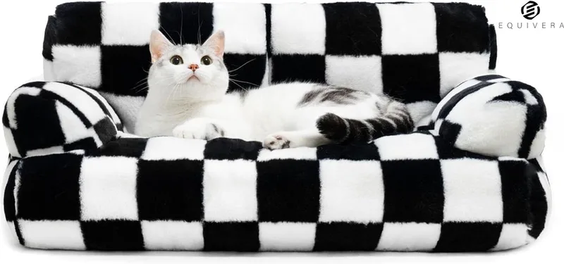Kattensofa - Kattenbed - Kattenstoel - Kattenmand - Kattenbank by Equivera in Schaakbord – product photo