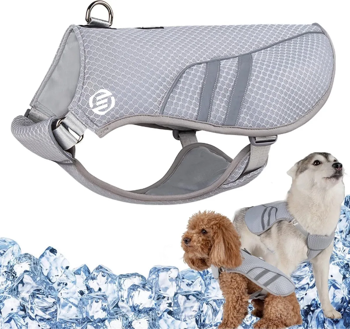 Koelvest Hond - Koel Vest Hond - Coolvest Hond - Cool Vest Hond - Verkoelend Vest - Cooling Vest Hond - Koelvest - Koeljas - Koeljas Hond - Cooljas Hond - Verkoeling Hond - Maat M de Equivera en Gris – photo produit