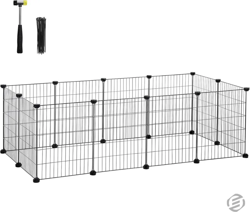 Konijnenren - Konijnenren voor Buiten - Konijnenhok - Konijnen Ren - Konijnenrennen - Konijnenren Binnen - Konijnenren Buiten - Knaagdieren Ren - Konijnen Renkooi by Equivera in Black – product photo