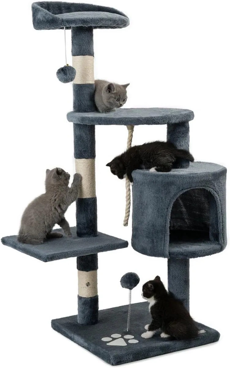 Krabpaal voor Katten - Krabpaal Grote Katten - Krabton - Krabpaal Hout de Equivera en Zwart en Grijs – photo produit