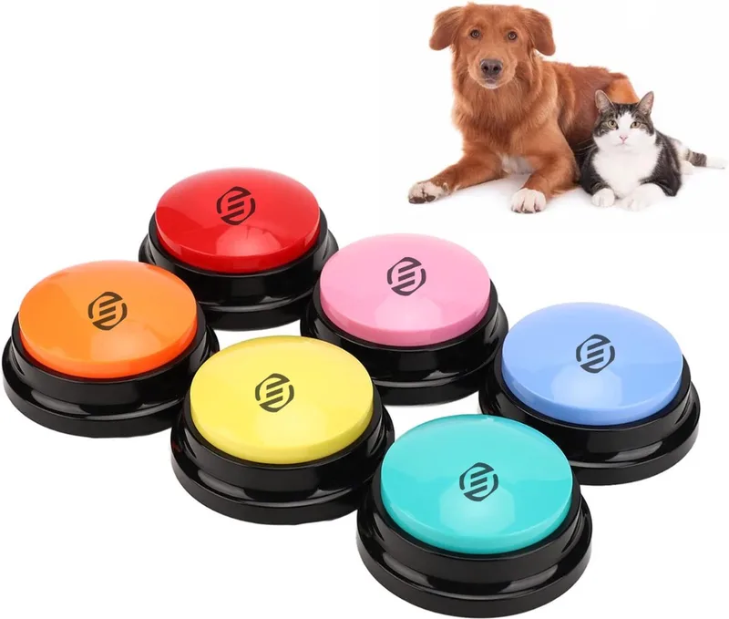 Praatknop - Dogbutton - Dogbuttons - Praatknoppen - Praat knop - Praatknop hond - Praatknop voor honden - Voice Recorder - Met opname functie - Hondentrainer - Hondentraining - Training voor Honden - Hondenspeelgoed - Hondenintelligentie de Equivera en Multicolore – photo produit