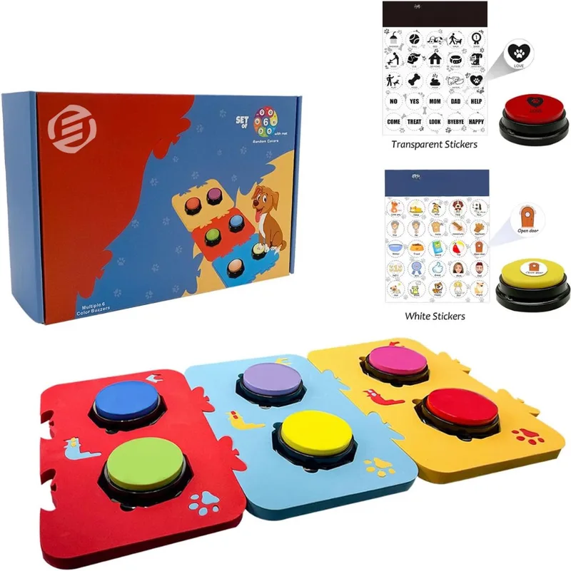 Praatknop - Dogbutton - Dogbuttons - Praatknoppen - Praat knop - Praatknop hond - Praatknop voor honden - Voice Recorder - Met opname functie - Hondentrainer - Hondentraining - Training voor Honden - Hondenspeelgoed - Hondenintelligentie by Equivera in Multicolour – product photo