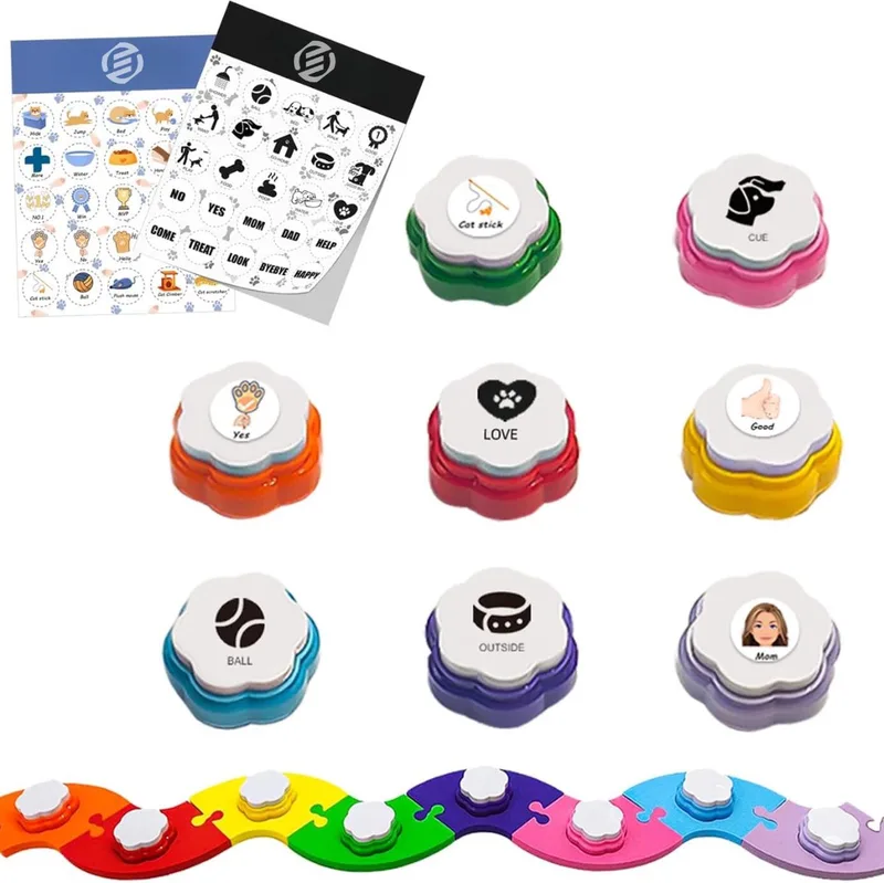 Praatknop - Dogbutton - Dogbuttons - Praatknoppen - Praat knop - Praatknop hond - Praatknop voor honden - Voice Recorder - Met opname functie - Hondentrainer - Hondentraining - Training voor Honden - Hondenspeelgoed - Hondenintelligentie by Equivera in Multicolour – product photo