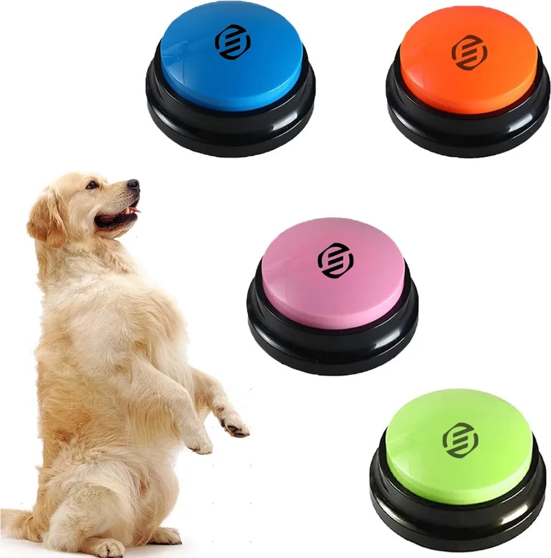 Praatknop - Dogbutton - Dogbuttons - Praatknoppen - Praat knop - Praatknop hond - Praatknop voor honden - Voice Recorder - Met opname functie - Hondentrainer - Hondentraining - Training voor Honden - Hondenspeelgoed - Hondenintelligentie de Equivera en Multicolore – photo produit