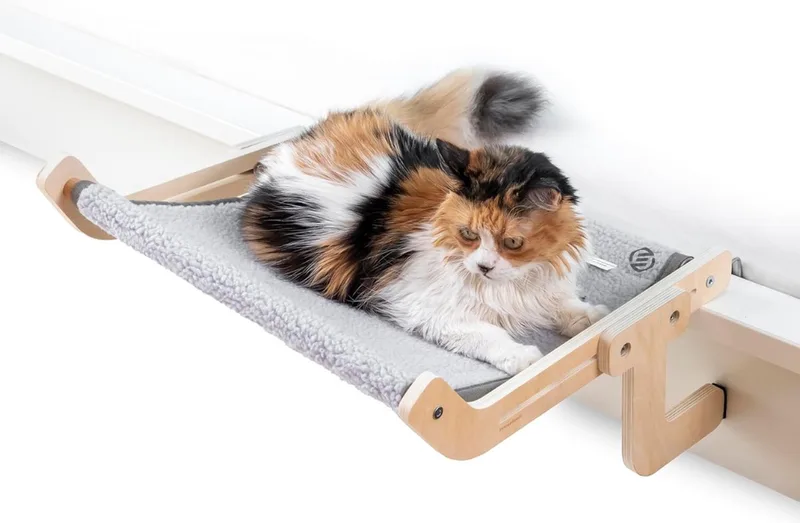 Radiatorhangmat Kat - Hangmat Kat - Kattenmand Radiator - Radiatormand Kat - Kattenhangmat Radiator by Equivera in Grey – product photo