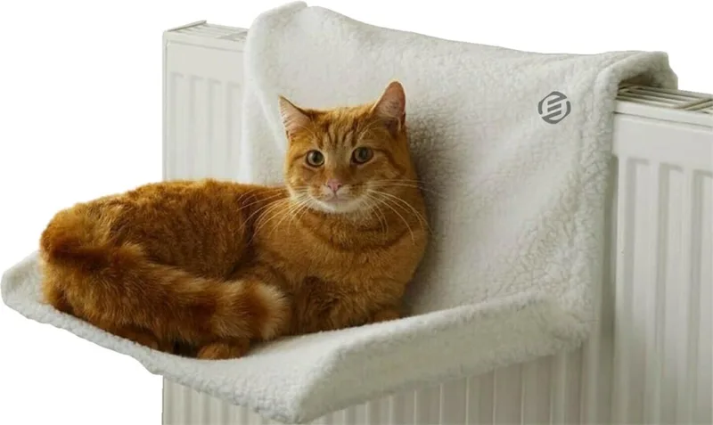 Radiatorhangmat Kat - Hangmat Kat - Kattenmand Radiator - Radiatormand Kat - Kattenhangmat Radiator by Equivera in Light grey – product photo